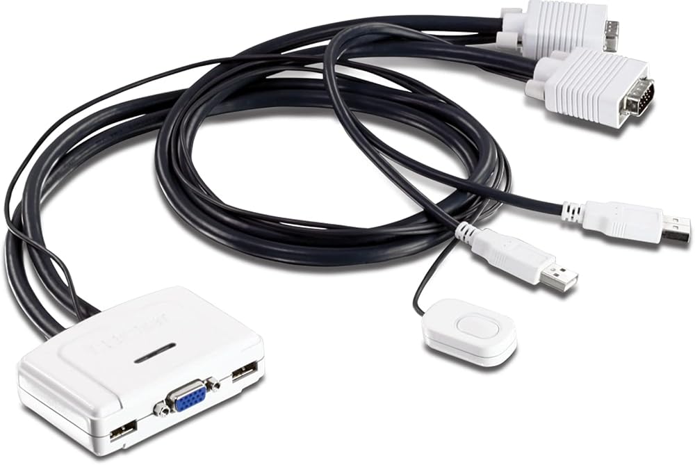 TRENDnet TK-217i 2-Port USB KVM Switch Kit VGA Audio Hot-Keys Windows Mac Linux