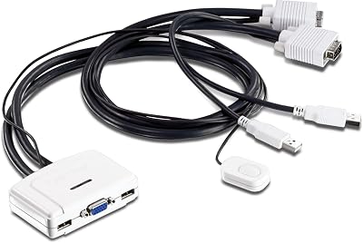 TRENDnet TK-217i 2-Port USB KVM Switch Kit VGA Audio Hot-Keys Windows Mac Linux
