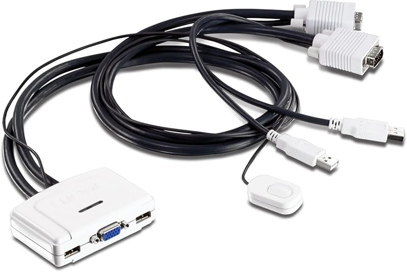 TRENDnet TK-217i 2-Port USB KVM Switch Kit VGA Audio Hot-Keys Windows Mac Linux