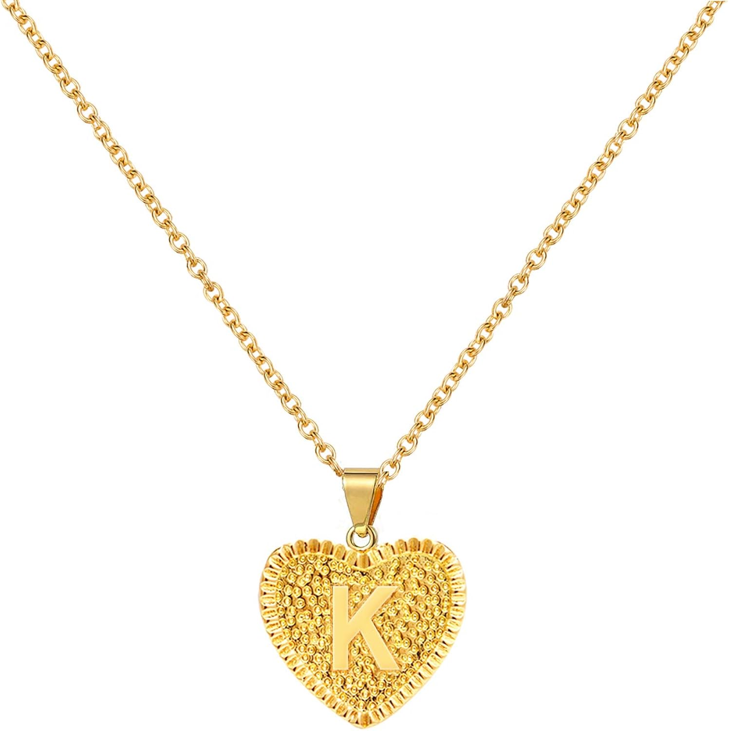 choice of all Gold Initial Necklace for Women Heart Capital Letter