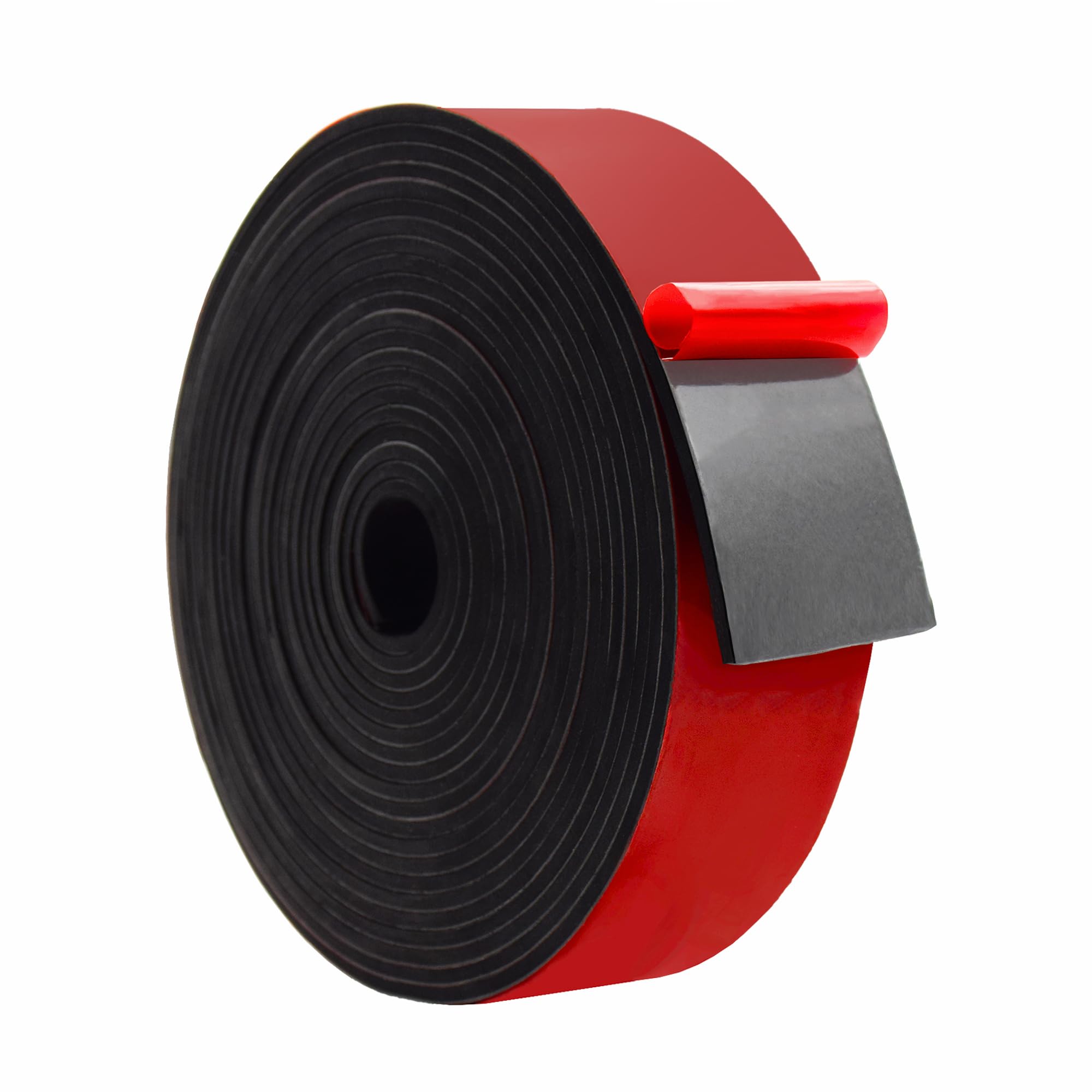 DOBTIM Solid Neoprene Rubber Strips with Adhesive Backing 1/8 (.125)" Thick x 2" Wide x 25' Long, Self Adhesive Rubber Sheets, Rolls & Strips Image