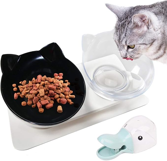 Glas Futternapf Für Katzen & Kleine Hunde - Erhöhter Napf Mit Bambus-Ständer