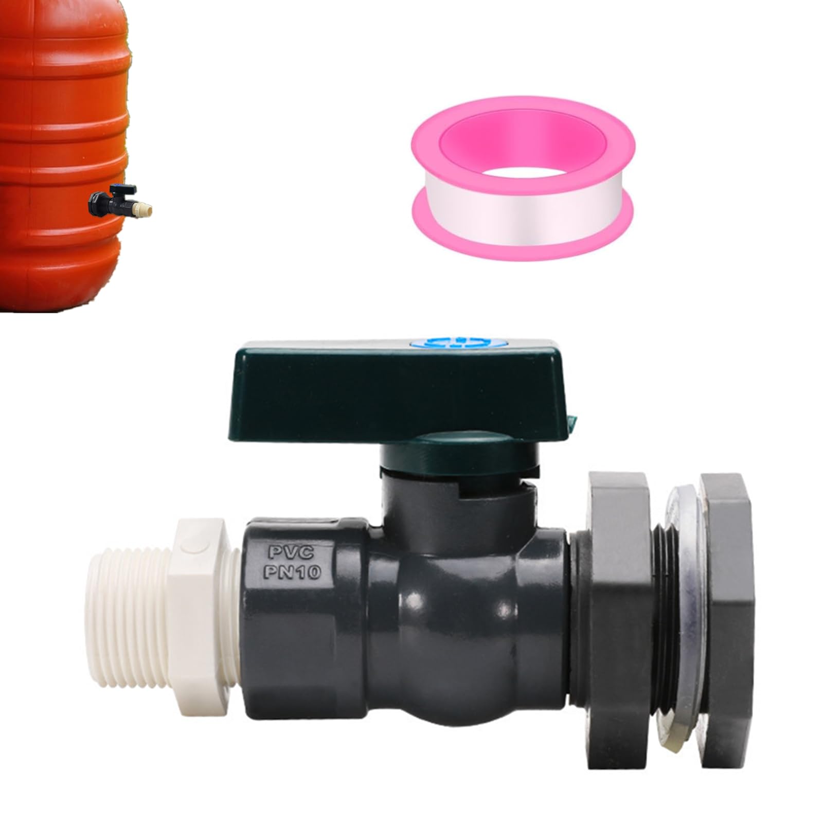 GHYJHS 1 PCS Rain Barrel Faucet Kit Professional Rain Barrel Valve Rain Barrel Spigot Kit with Bulkhead Connection and Hose Adapter for Swimming Pools Tanks Bathtubs Garden Barrels(3/4 inch)