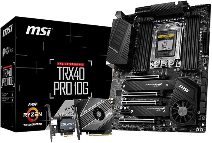 MSI TRX40 PRO 10G Motherboard (AMD sTRX4, PCIe Gen4, M.2, USB3.2 Gen2x2, DDR4, Dual 10G LAN, ATX)