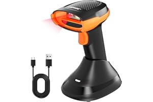 AGPTEK Bluetooth & 2.4GHz Wireless Barcode Scanner with Battery Indicator, Replaceable Battery, 2D/1D QR Code Reader, Wireles