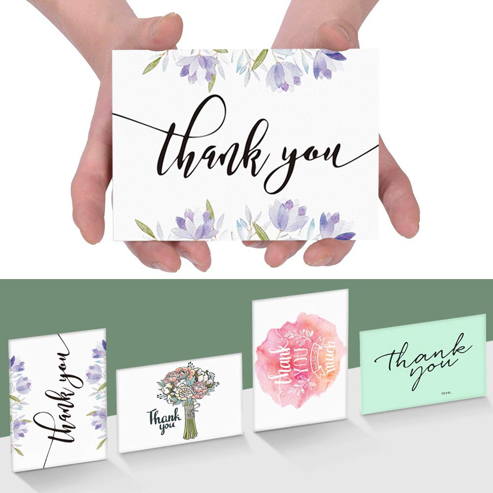 LATIT Blank Thank You Cards, Boxed Cards, 20 Bulk Greeting Card with Envelopes, Assorted 4 Designs Cards, Occasions for Her/Him/Kids/Teacher/Boss/Friend/Father/Mother/Family, 5 x 7 Inches
