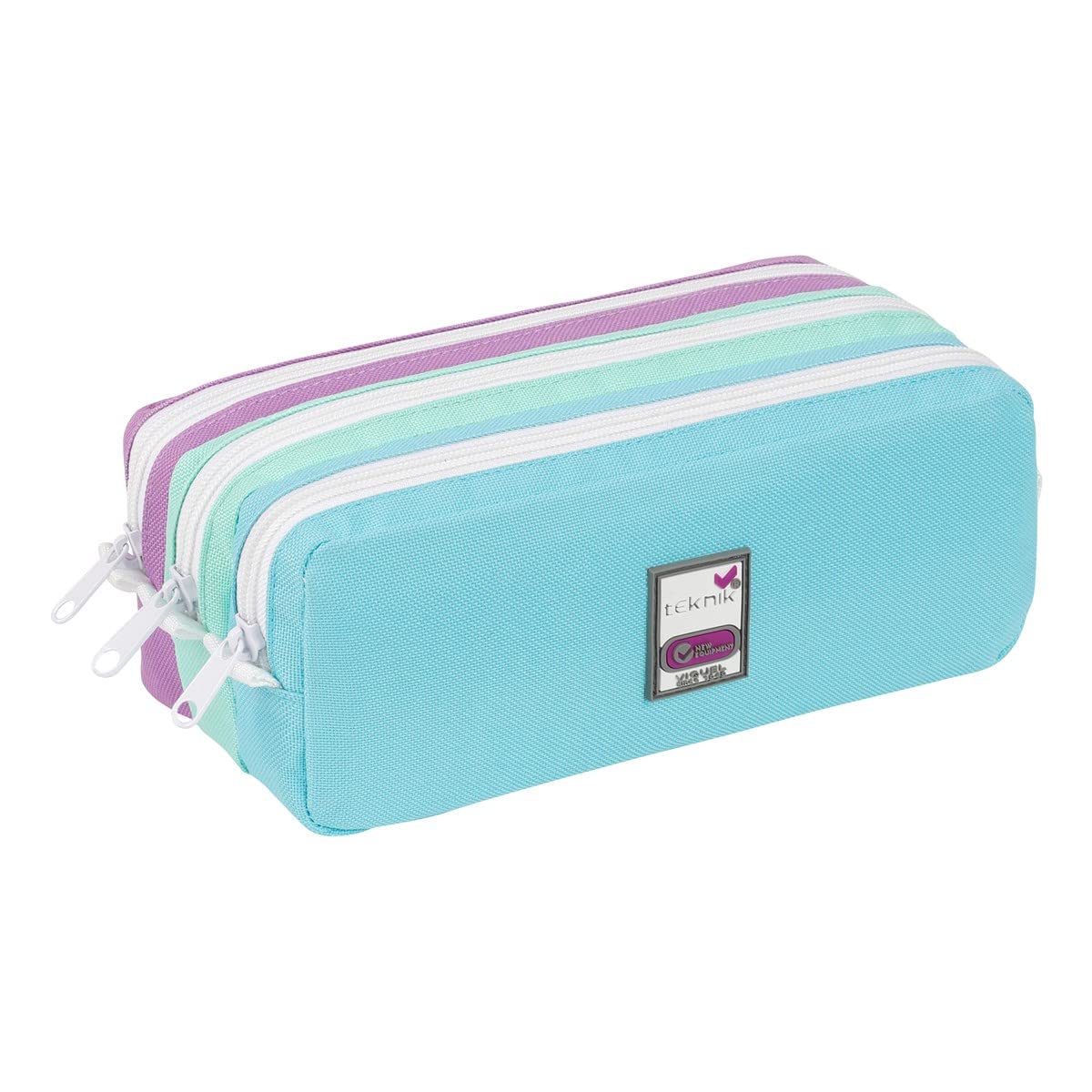 Viquel - School Pencil Case with 3 Compartments and Large Capacity Trizip Pastel
