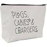 Plugs Cables & Chargers - Makeup Bag for Women Travel - Zipper Cosmetic Storage Bag with Vibrant Designs, Soft Fabric & Multi-Use Functionality (Gift for Birthdays, Graduation, Christmas) (Style F)
