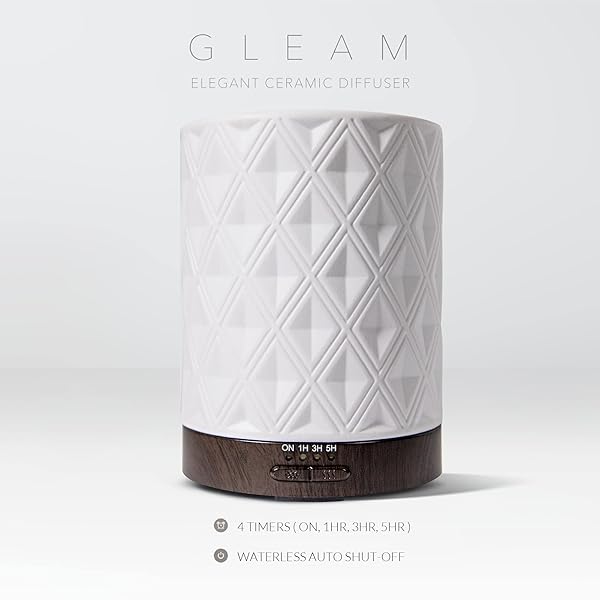 EARNEST LIVING ESSENTIAL OIL DIFFUSER FOR LARGE ROOM WHITE CERAMIC 250ML AROMATHERAPY DIFFUSER WITH 4 TIMERS 7 NIGHT LIGHTS AND AUTO OFF FUNCTION FOR HOME GIFT