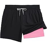 maamgic Mens 2 in 1 Running Shorts, 5" Gym Short with Zip Pockets, Quick Dry Workout Athletic Shorts for Men
