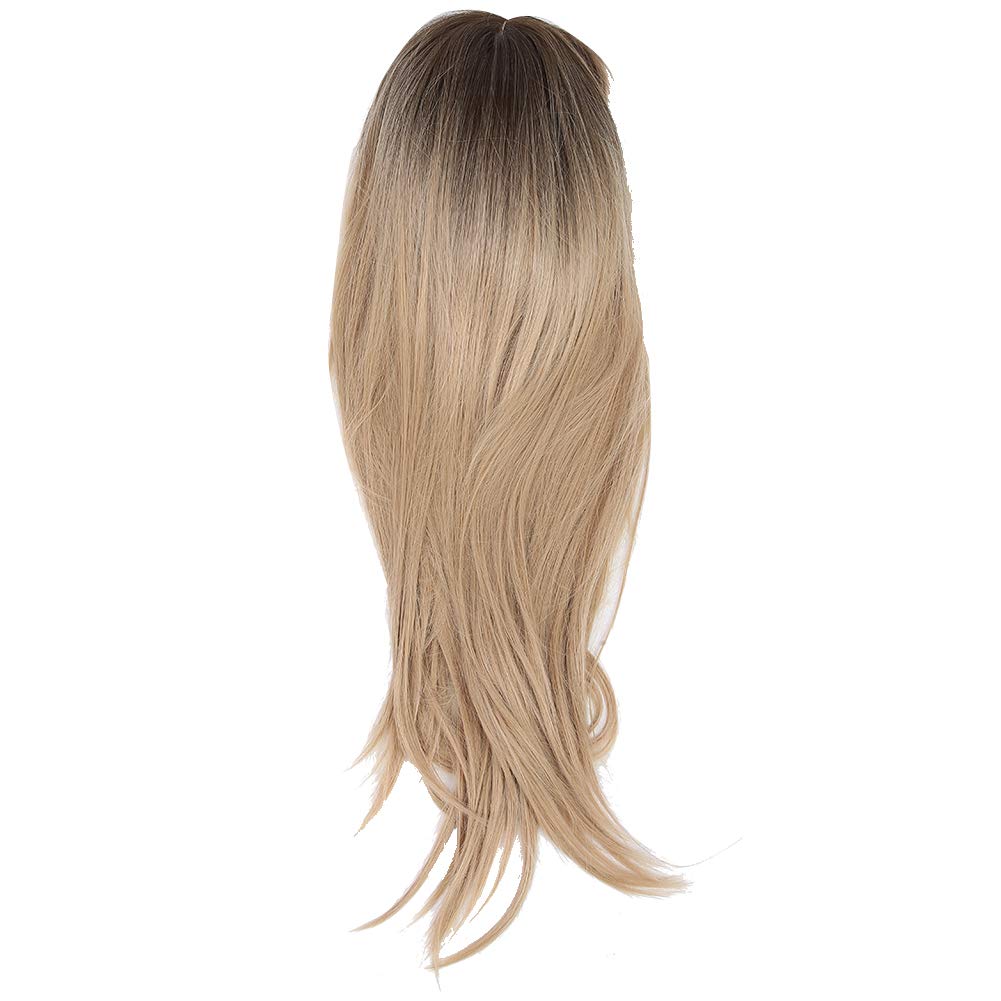 Lady Wig Front Lace Wigs Bangs Long Straight Blond Hair Fashionable Cosplay Party Stylish Synthetic Heat Resistant Fiber Hair for Women 70c
