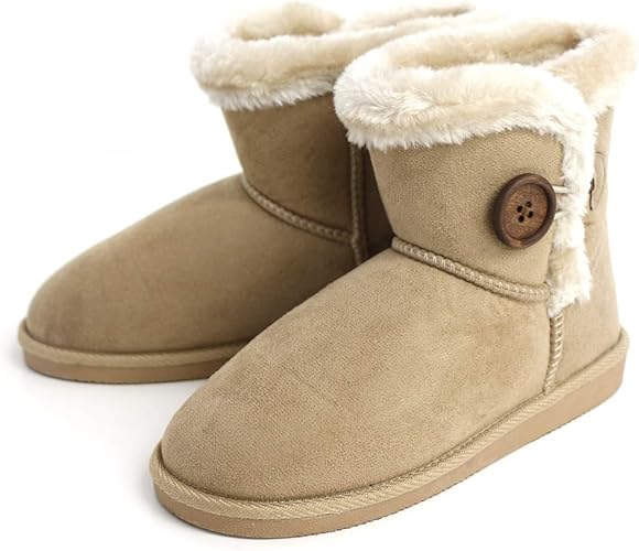 Amazon アミアミ キッズ ムートン ブーツ ショート ぺたんこ 子供靴 キッズ靴 スエード ブーツ