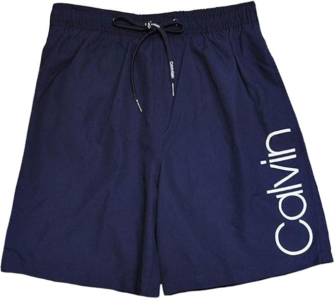 Amazon Calvin Klein カルバンクライン カルバンクライン メンズ スイムウェア 水着 Medium Length ロゴ ネイビー 紺 Mサイズ 並行輸入品 水着 通販
