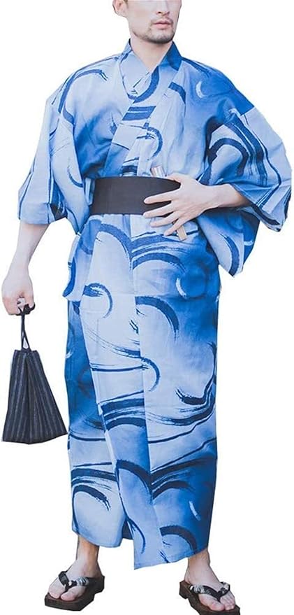 Amazon Co Jp 温泉浴衣 寝巻き浴衣 メンズ 簡単着付け おしゃれ ドレスサイズl F7ドレッシングメンズ日本の浴衣日本の着物ホームローブパジャマ ホーム キッチン