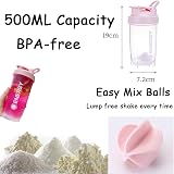 Pubiao Shaker Protein Cup 500 ml Pink with Mixer Ball Dual Mix view 2