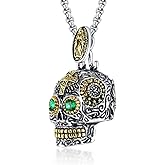 INRENG Stainless Steel Sugar Skull Pendant Necklace Gothic Skeleton Pendants for Men with 24inch Chain