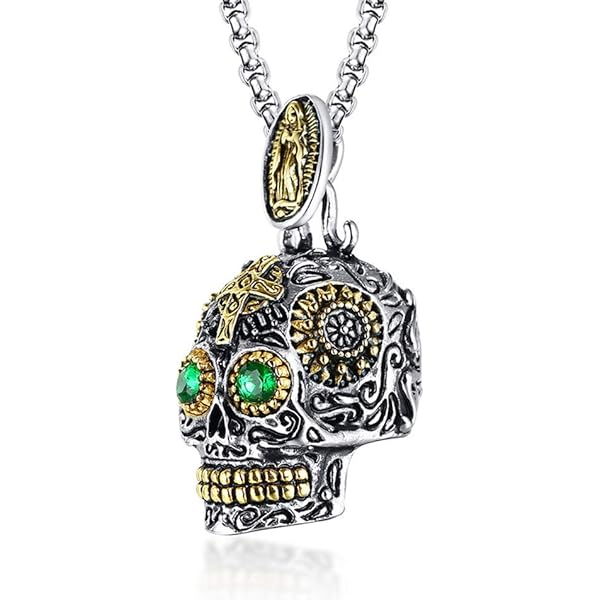Heavy 925 Sterling Silver Mexican Sugar Skull Pendant Rose Gold