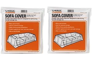 U-Haul Sofa Covers - 2 Pack – Plastic Moving and Storage Covers for Couches Up to 8’ Long – 134” x 42” Covers – Water Resistant