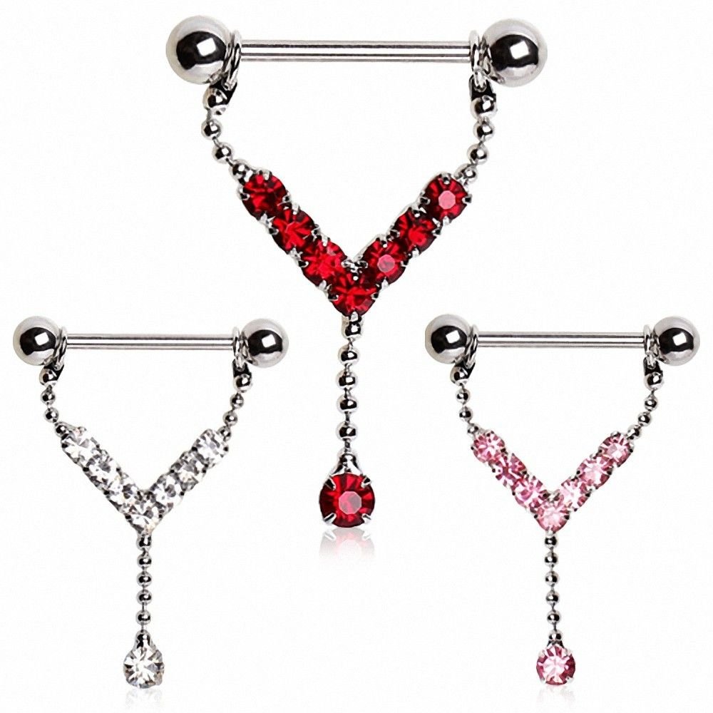 Piercing téton cascade gemmes Rose Amazon.fr Bijoux