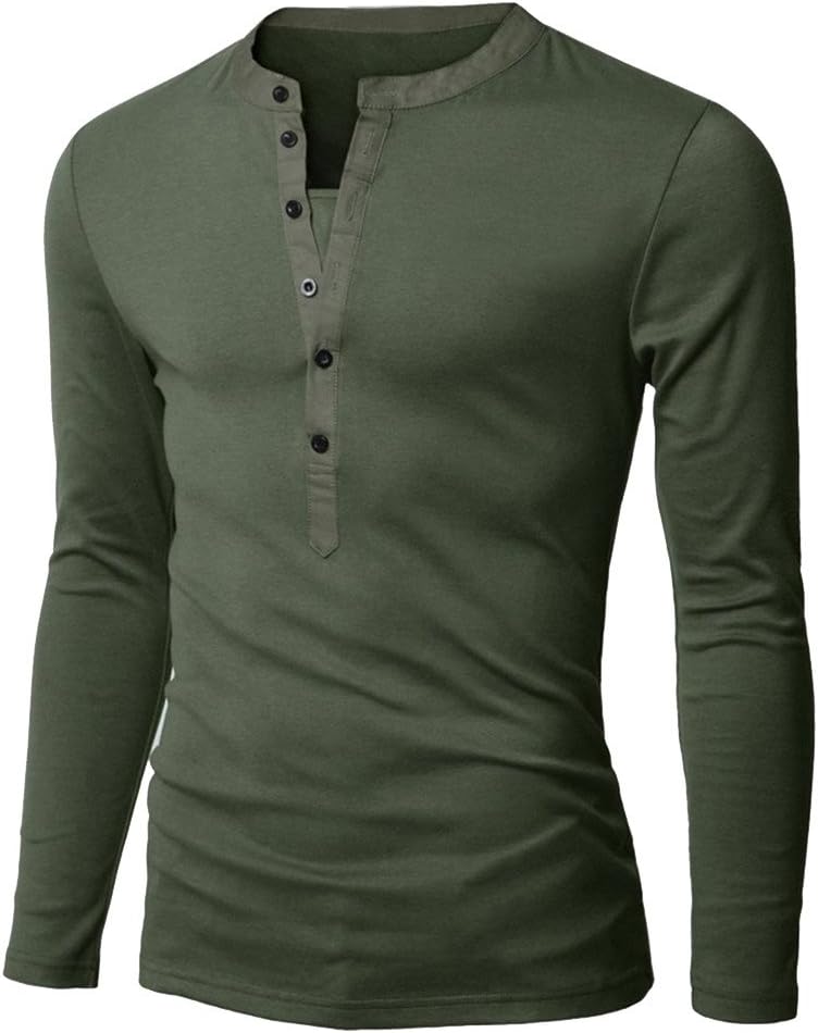 Meykiss Men's Long Sleeve Slim Fit Henley Shirts