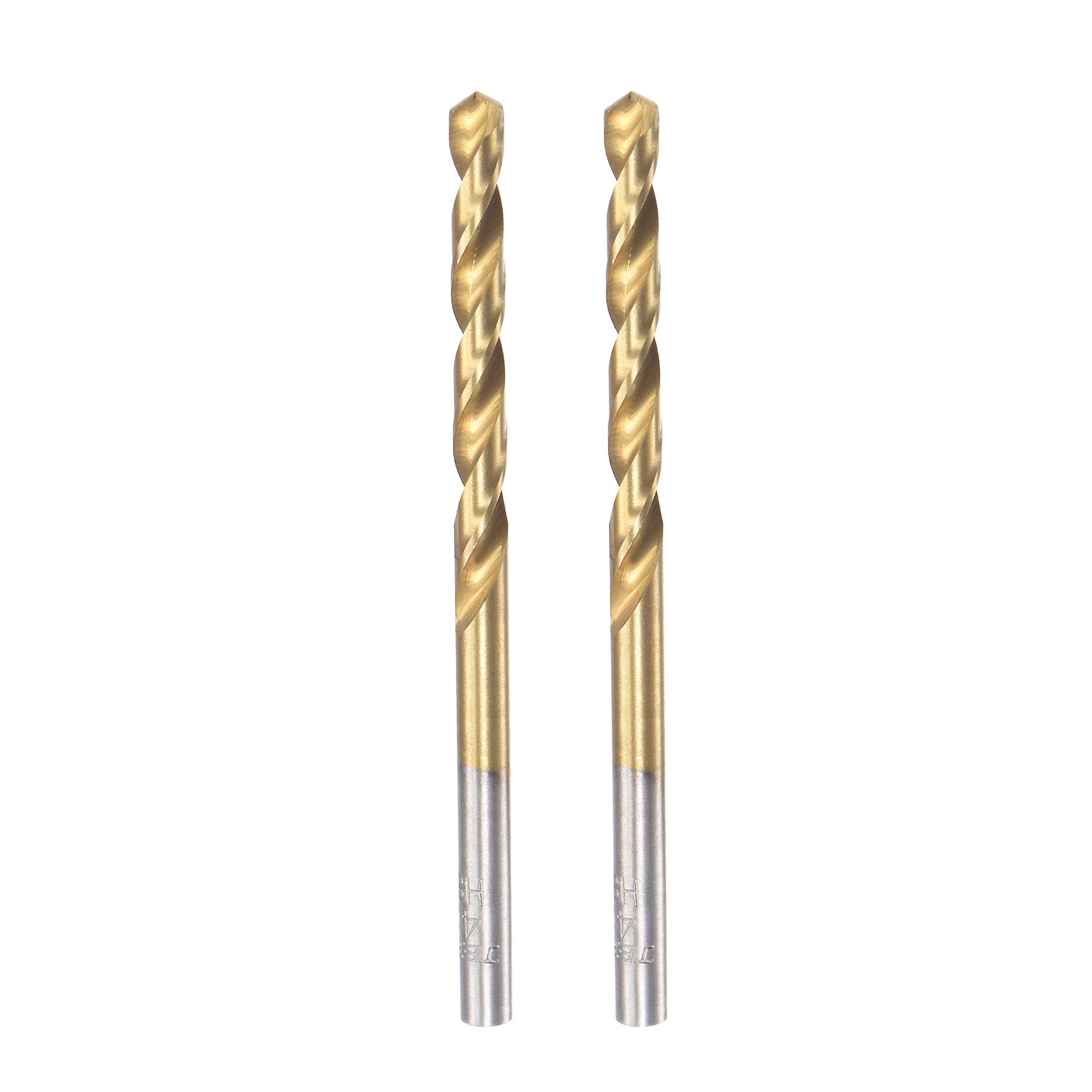 sourcing map 4.2mm Drill Bits High Speed Steel Straight Shank 75mm Length Twist Drill Bit Fully Ground Titanium Coated 2 Pcs
