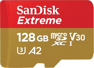 SanDisk Extreme microSDXC 128GB Card with SD Adapter UHS-I U3 V30 A2 190 MB/s