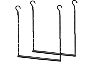 STORAGE MANIAC Adjustable Closet Rod Hanging Clothes Heavy Duty Closet Extender Hanging Rod Space-Saving Clothes Hanging Bar Double Closet Hanging Rod Hanging Closet Organizer Closet Bar,2 Pack Black
