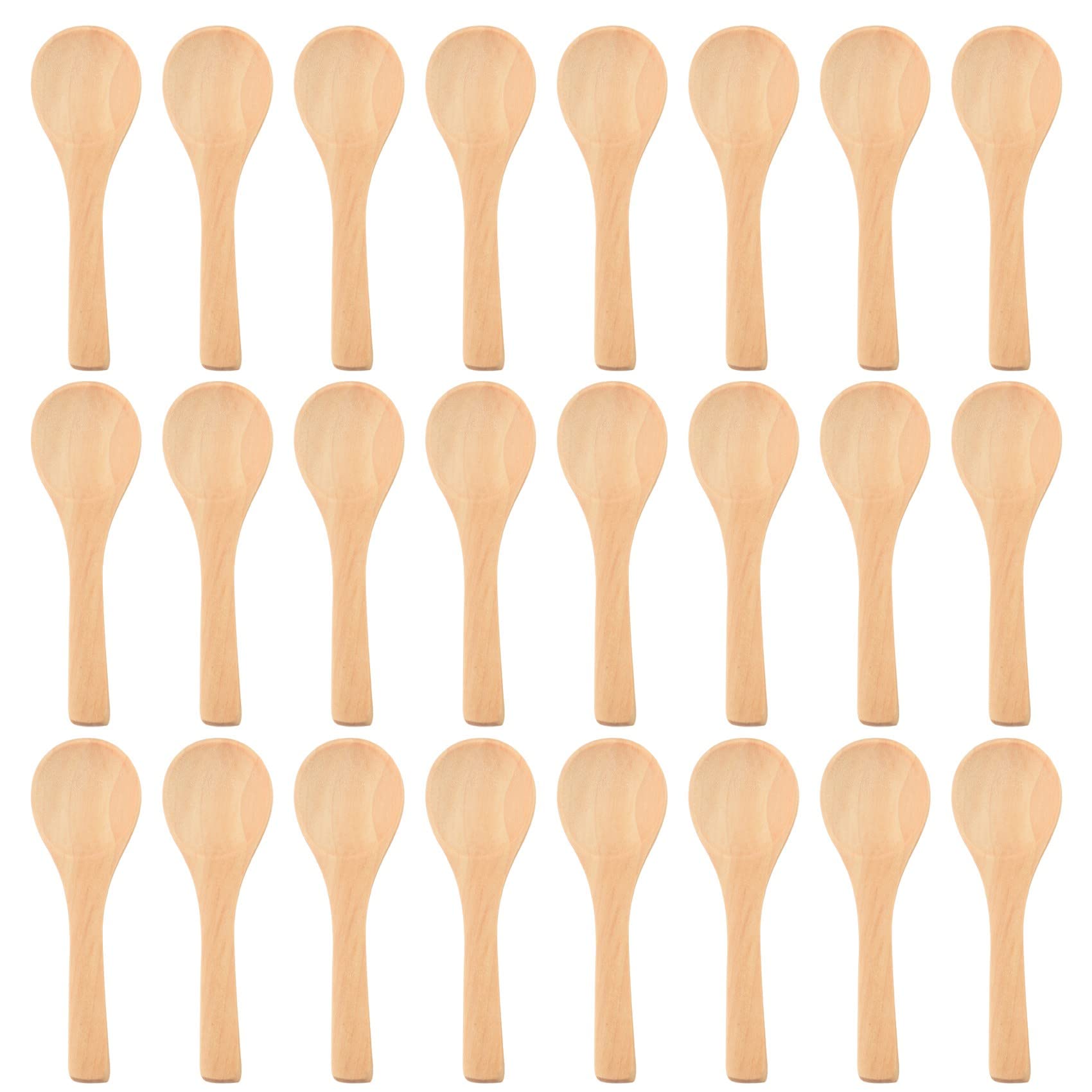 Bopfimer 50 Pieces Small Wooden Spoons Nature Spoons Wood Honey Teaspoon Cooking Condiments Spoons for Kitchen (Light Brown)