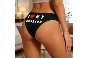 Women's T-Back Underwear, Sexy I Love My Husband Printed Boxer Briefs,Cute and Sexy Short Style,Comfortable & Soft Ladies