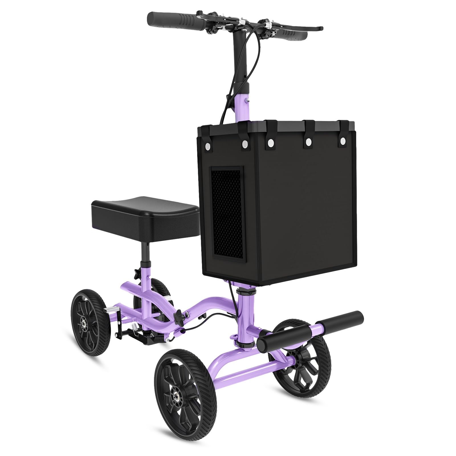 Photo 1 of Fvzzin Lightweight Knee Scooter Crutch Alternative, Foldable & Adjustable Knee Scooter for Adults for Foot Surgery, Steerable Knee Walker with Detachable Basket, Includes DIY Stickers-Cream Purple