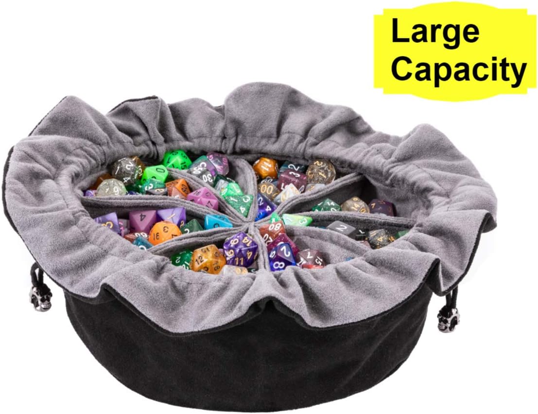 Large DND Dice Drawstring Bags with Pockets Black Storage