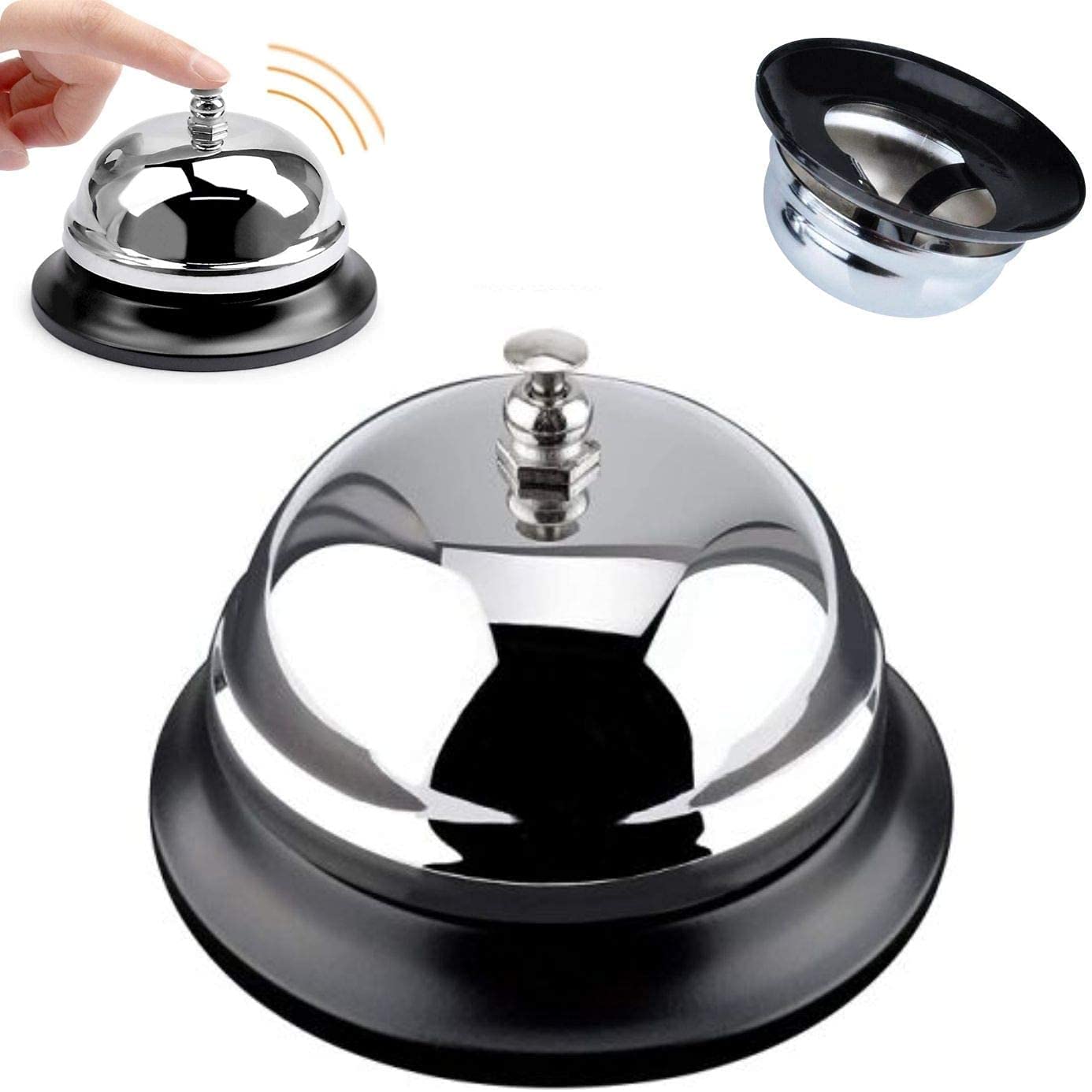 Call Bells,Reception Bells Stainless Steel Chrome Finish Desk Bell for Hotels Kitchen Schools Restaurants Reception Areas 10*8CM