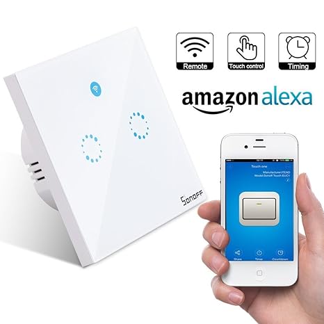 Sonoff T1 Smart WiFi RF / APP / Touch Control Wandleuchte Schalter Touchscreen mit Wireless Remote Controller 2 Gang 86 Typ P