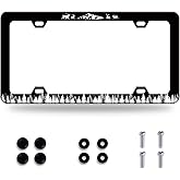 Mountain Forest Camping License Plate Frame Deer Aniaml License Plate Colorful Stainless Steel Auto Parts Funny License Plate Decoration with Screws Size 12.3 "x 6.3"