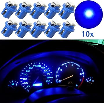 foco de luz led para medidor de velocidad 10 piezas azules t5 b8 5d 5050 1smd luz de tablero para panel de velocimetro panel de instrumentos kit