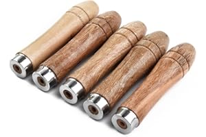 5PCS Wooden File Handle with Strong Metal Collars for 4-6 Inch File of All Models, 4Mm Dia Round Hole, Files Handle for Screw