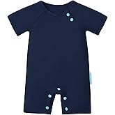 SuperSoft Short Sleeve Baby Romper, Unisex Bamboo Viscose One-piece Summer Pajamas, Boy Girl Footless Jumpsuit Snap Closure