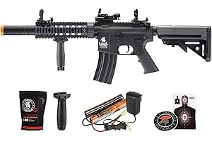 Lancer Tactical Gen 2 Durable Airsoft Gun SD M4 Polymer- Full/Semi-Auto Picatinny AEG Rifle with 0.20g BBS, Charger and Battery-Red Dot & Grip/Full Set