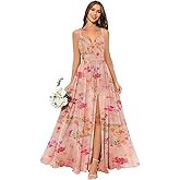 homdor Women's Chiffon Bridesmaid Dresses Long Spaghetti Straps V Neck Ruched A Line Formal Dress