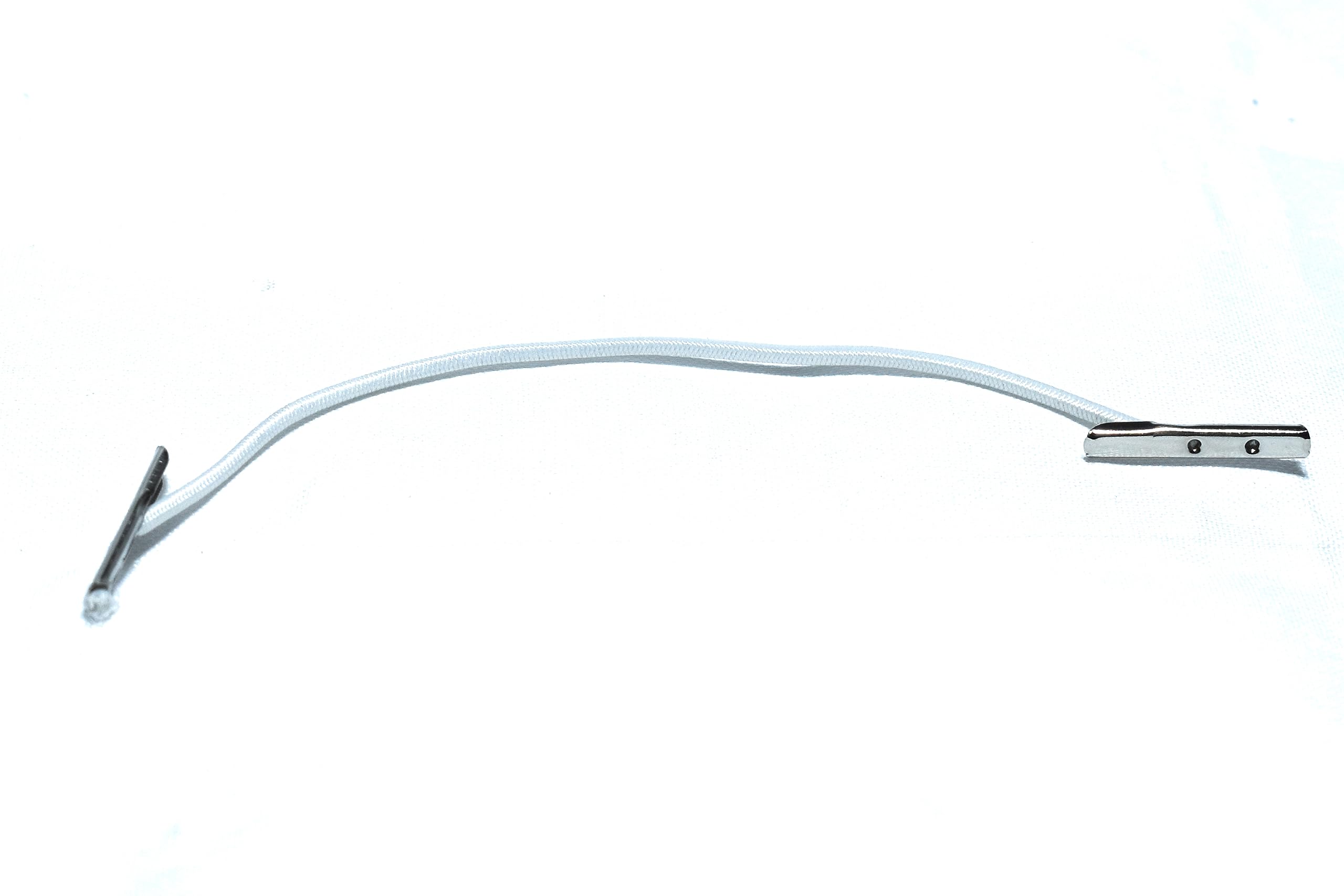 White Elasticated Treasury Tag 150mm Silver Metal End Fastening (50x)