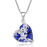 Oskani Butterfly Flower Birthstone Necklace for Women, 925 Sterling Silver 5A Cubic Zirconia Heart Pendant Jewelry, Anniversary Birthday Gifts for Wife Mom Her