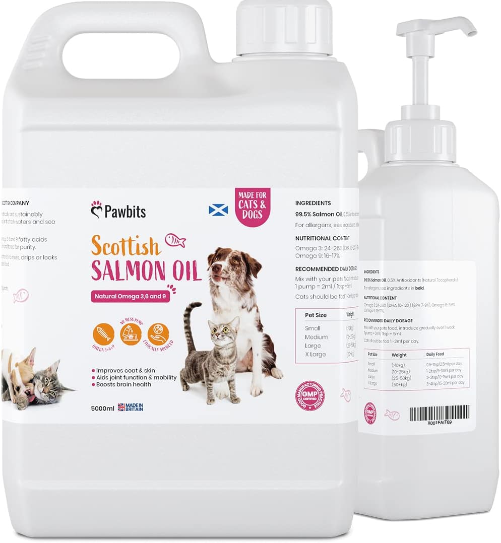 Pawbits 5 Litre Scottish Salmon Oil For Cats Dogs & Pets UK Made