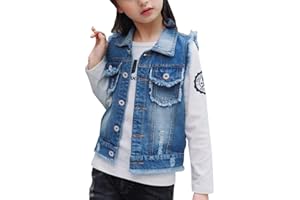 KYDELY Solid Color Girl Vest Burr Cowboy Vest Children Cardigan Jacket (12-13 Years)