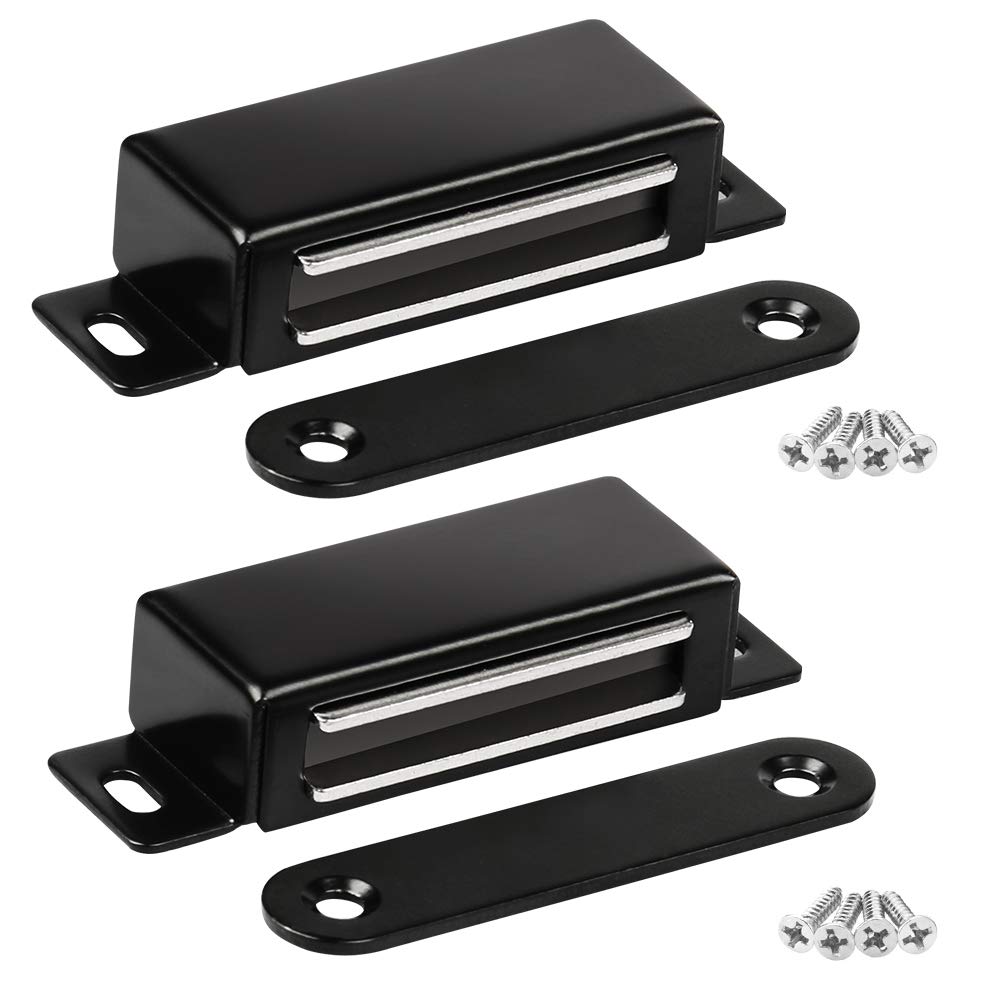 Onarway Magnetic Door Catch 20KG 2 Pack Pull Strong Magnet Cabinet Latches Magnetic Hardware Stainless Steel Door Closer for Bathroom Kitchen Sliding Door Window Cupboard Black