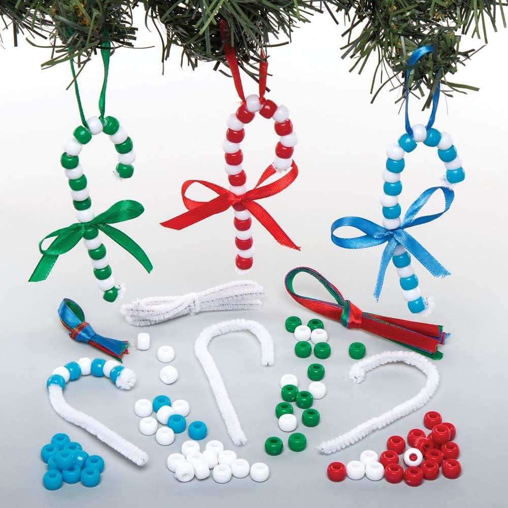 Lavoretti Di Natale Con Le Perline.Baker Ross Kit Per Decorazioni Con Bastoncini Di Zucchero Realizzati Con Perline Pacco Da 6 Lavoretti Creativi Per Natale Amazon It Giochi E Giocattoli
