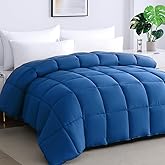 Soft Oversize King Plus Comforter 120"x128", Extra Large Lightweight Quilted Down Alternative Comforter Duvet Insert,8 Corner Tabs, Fluffy Breathable Microfiber(Dark Blue, Oversized King Plus)