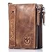 Men's Wallet, NaSUMTUO RFID Blocking Minimalist Vintage Cowhide Leather Wallet with Double Zipper Pocket for Men (Brown)