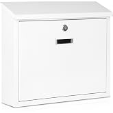 xydled Mail Boxes with Key Lock,Locking Mailbox Wall Mounted, White | Security Metal Mailbox Drop Box, Modern Large Capacity,Steel Cover Metal Postbox for House Home Outside, 14.2''x4''x12.6''
