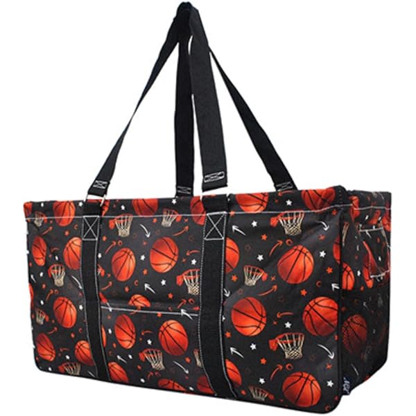 NGIL Sport Prints Zippered Caddy Organizer Tote - Multiple Pockets, Lightweight Carry Bag