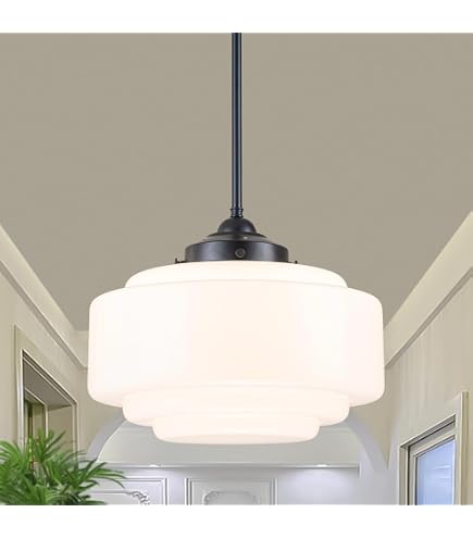 Vintage Milk Glass Pendant Light Fixture, 9.8